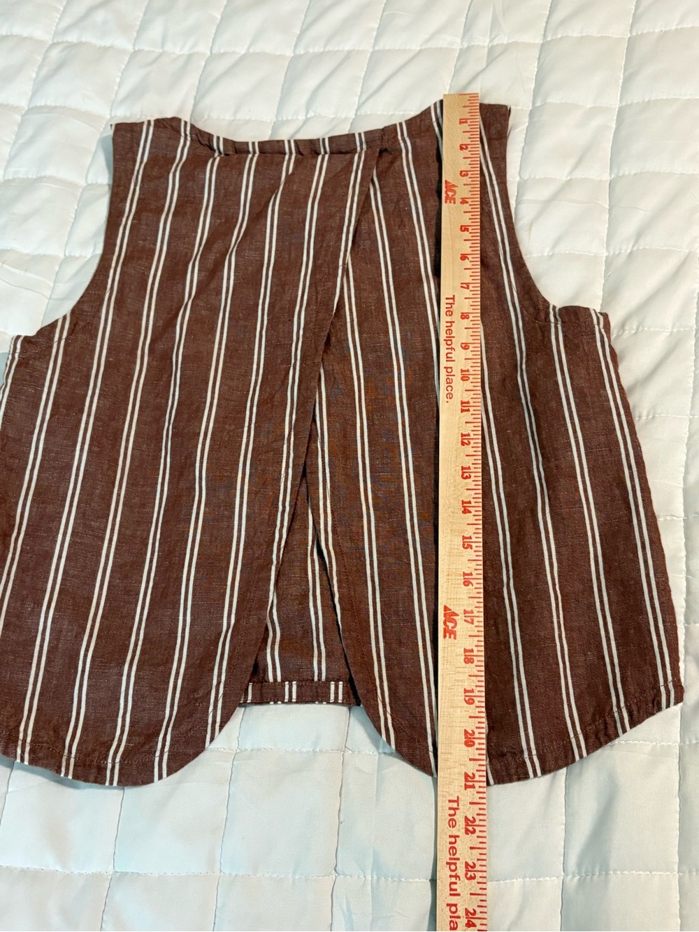 Pact Brown and White Striped Sleeveless Linen-Blend Shorts med and top is small - Picture 9 of 16